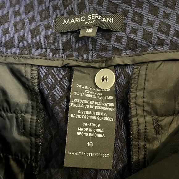 Mario Serrani Italy Women's Pants Size 16 Dress Pants Blue Textured Pattern - Picture 3 of 10